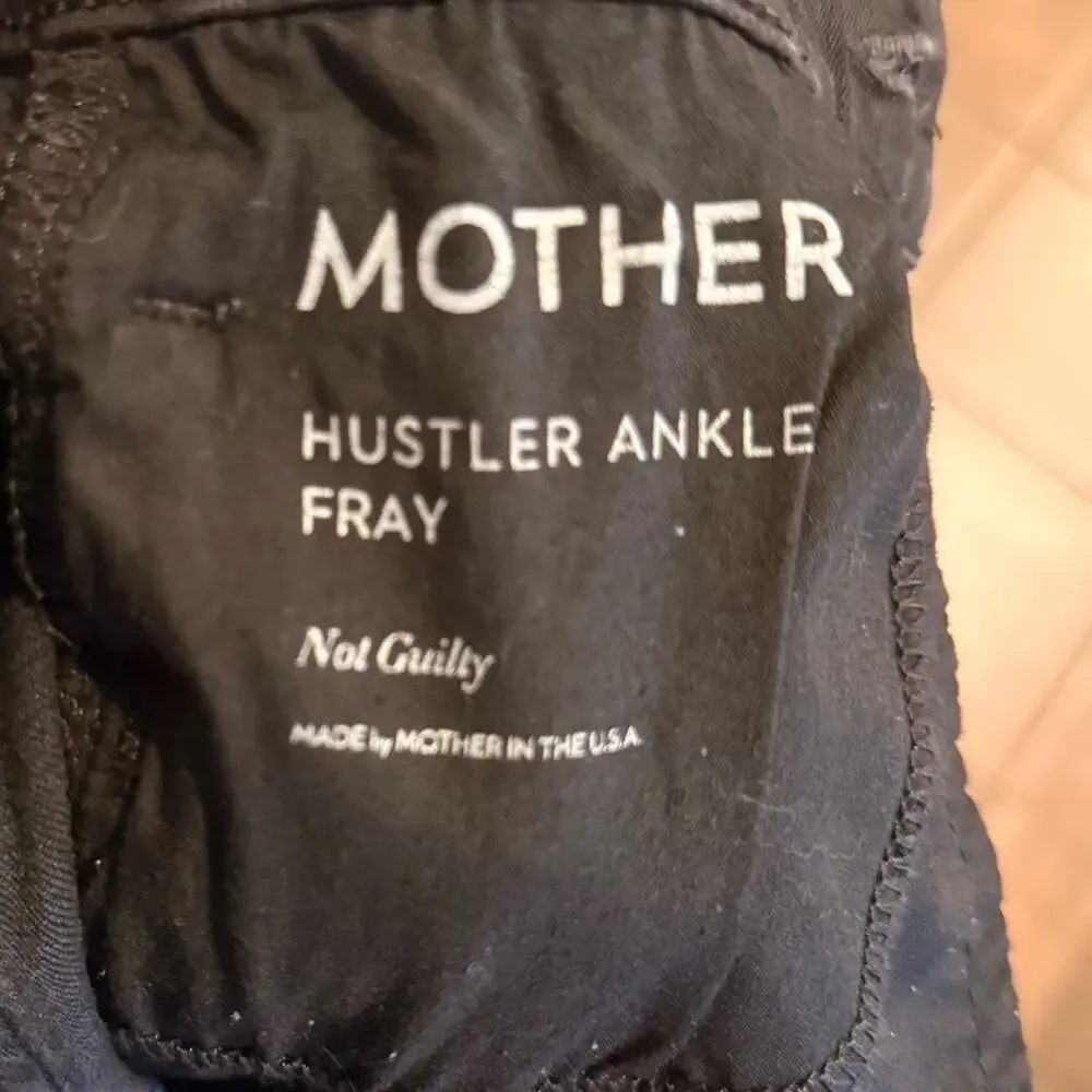 Mother‎ The Hustler Ankle Fray Black Wash Stretch Jeans Raw Hem Womens 24 Edgy